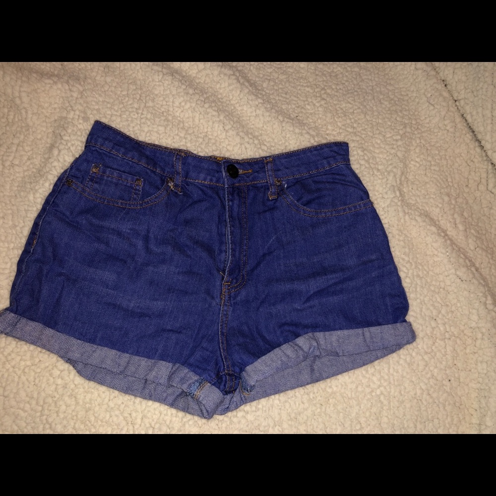 High waisted denim shorts